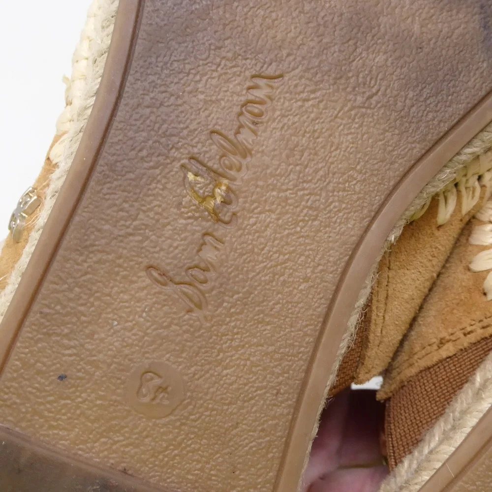 Sam Edelman Austin Suede Espadrille Mules Tan Slip On Flat Shoes Women Size 8M - Picture 7 of 8